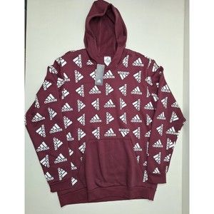 NEW Adidas All Over Print Fleece Hoodie Sweatshirt H57077 Men's XLT